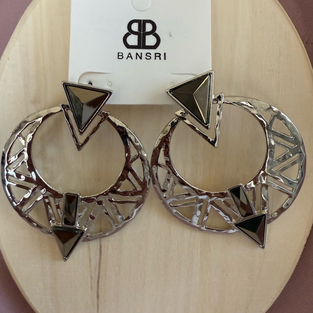 Bansri Silver and Black Statement Earrings